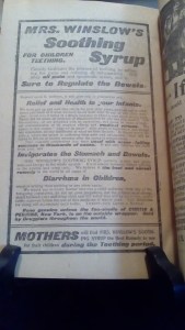 Ad for Teething Syrup inside Book